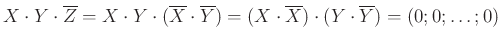 $ X\cdot Y\cdot \overline{Z}=X\cdot Y\cdot (\overline{X}\cdot \overline{Y})=(X\cdot \overline{X})\cdot (Y\cdot \overline{Y})=(0;0;\ldots;0)$