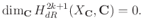% latex2html id marker 1163
$\displaystyle \dim_{\mathbf{C}} H_{dR}^{2k+1} (X_{\mathbf{C}}, {\mathbf{C}})=0.
$
