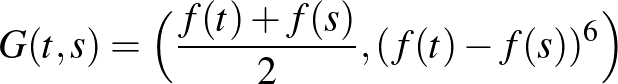 $\displaystyle G(t,s)=\Big( \frac{f(t)+f(s)}{2}, (f(t)-f(s))^6 \Big)
$