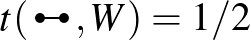 $t({\begin{picture}(2,1)\put(0.5,0.5){\line(1,0){1}}\put(0.5,0.5){\circle*{1mm}}\put(1.5,0.5){\circle*{1mm}}
\end{picture}},W)= 1/2$