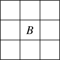 \begin{picture}(30,30)
\multiput(0,0)(0,10){4}{\line(1,0){30}}
\multiput(0,0)(10,0){4}{\line(0,1){30}}
\put(15,15){\makebox(0,0){$B$}}%
\end{picture}