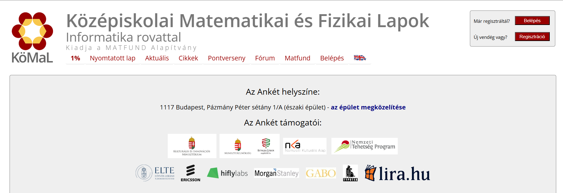 KöMaL Ifjúsági Ankét 2024 1 Kpernykp KMaL honlap