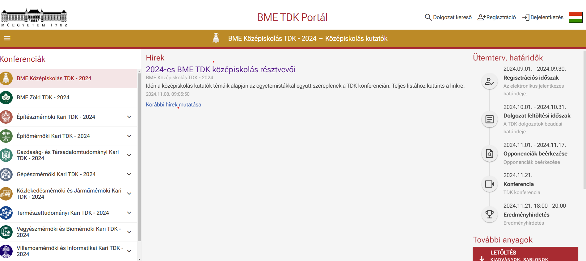 Középiskolás TDK a BME-n 1 tdk honlap