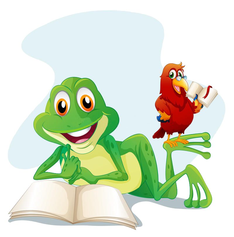 frog bird reading illustration white background 32330723