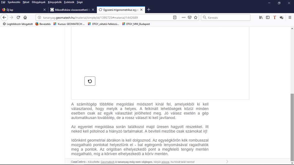 A puding próbája, avagy a GEOMATECH a gyakorlatban 2 2. bra informci a munkalap hasznlatrl